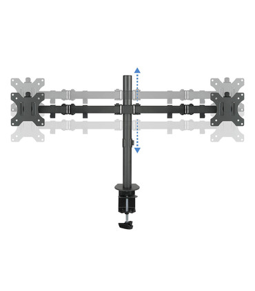 Soporte de Mesa para 2 Pantallas de 13" a 32", Giratorio (8 pivotes), Inclinable, Rotatorio, Ajustable, soporta 8kg/brazo, VESA