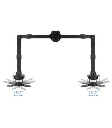 Soporte de Mesa para 2 Pantallas de 13" a 32", Giratorio (8 pivotes), Inclinable, Rotatorio, Ajustable, soporta 8kg/brazo, VESA