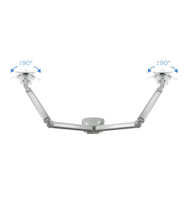 Soporte de Mesa para 2 Pantallas de 13" a 32", Giratorio (4 pivotes), Inclinable, Rotatorio, Ajustable, soporta 9kg/brazo, VESA