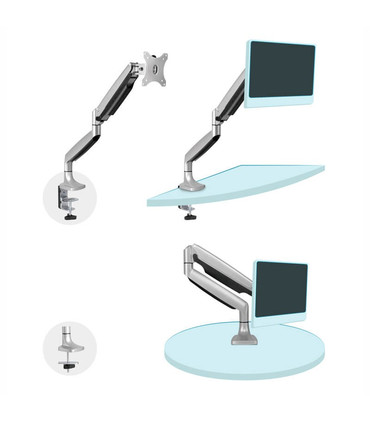 Soporte de Mesa para Pantallas de 13" a 32", Giratorio (2 pivotes), Inclinable, Rotatorio, Ajustable, soporta hasta 9kg, VESA