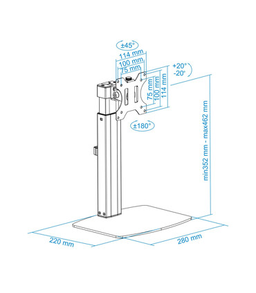 Soporte de Mesa para Pantallas de 17" a 32", Giratorio, Inclinable, Rotatorio, Ajustable, soporta hasta 7kg, VESA