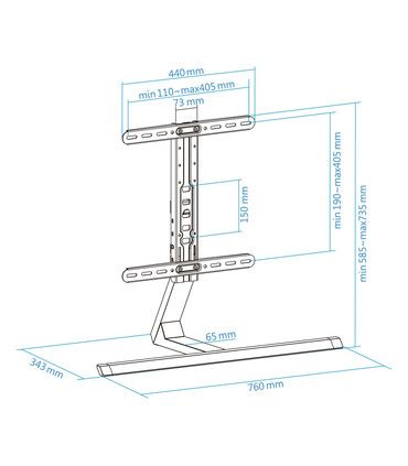 Soporte de Mesa para Pantallas de 32" a 65", Ajustable, Diseño Único, soporta hasta 40kg, compatible con VESA