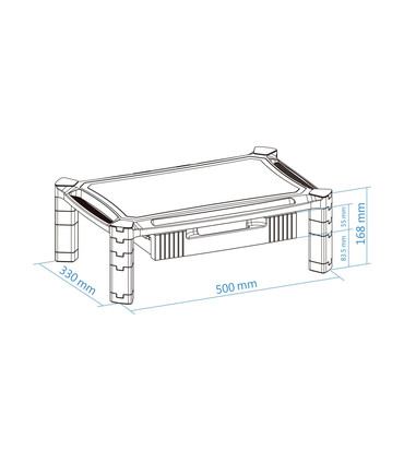 Soporte Multifunción Regulable, Diseño Modular, Cajón Extraíble, Almohadillas Antideslizantes, Carga Máxima 10kg