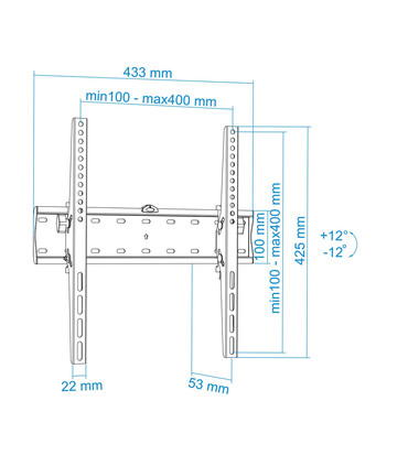 Soporte de Pared para Pantallas de 32" a 55", Inclinable, Regulable, con Nivel de Burbuja, soporta 40kg, compatible con VESA