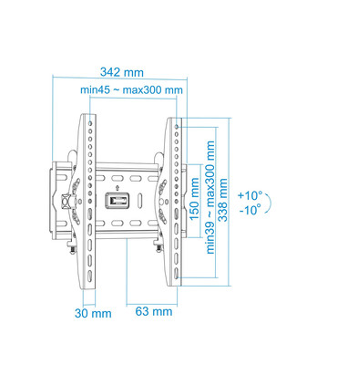 Soporte de Pared para Pantallas de 32" a 55", Inclinable, con Nivel de Burbuja, soporta hasta 75kg, compatible con VESA