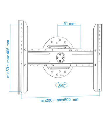 Soporte de Pared para Pantallas de 37" a 70", Rotatorio 360º, con Nivel de Burbuja, soporta hasta 50kg, compatible con VESA