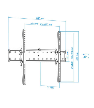 Soporte de Pared para Pantallas de 37" a 70", Inclinable, Regulable, con Nivel de Burbuja, soporta 40kg, compatible con VESA