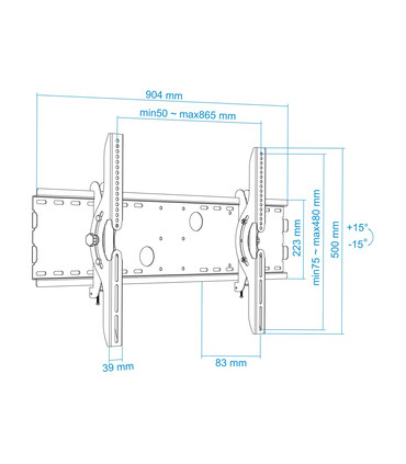Soporte de Pared para Pantallas de 37" a 70", Inclinable, Regulable, soporta hasta 75kg, VESA