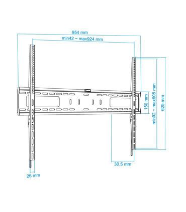 Soporte de Pared para Pantallas de 60" a 100", Fijo, Regulabe, con Nivel de Burbuja, soporta hasta 75kg, compatible con VESA